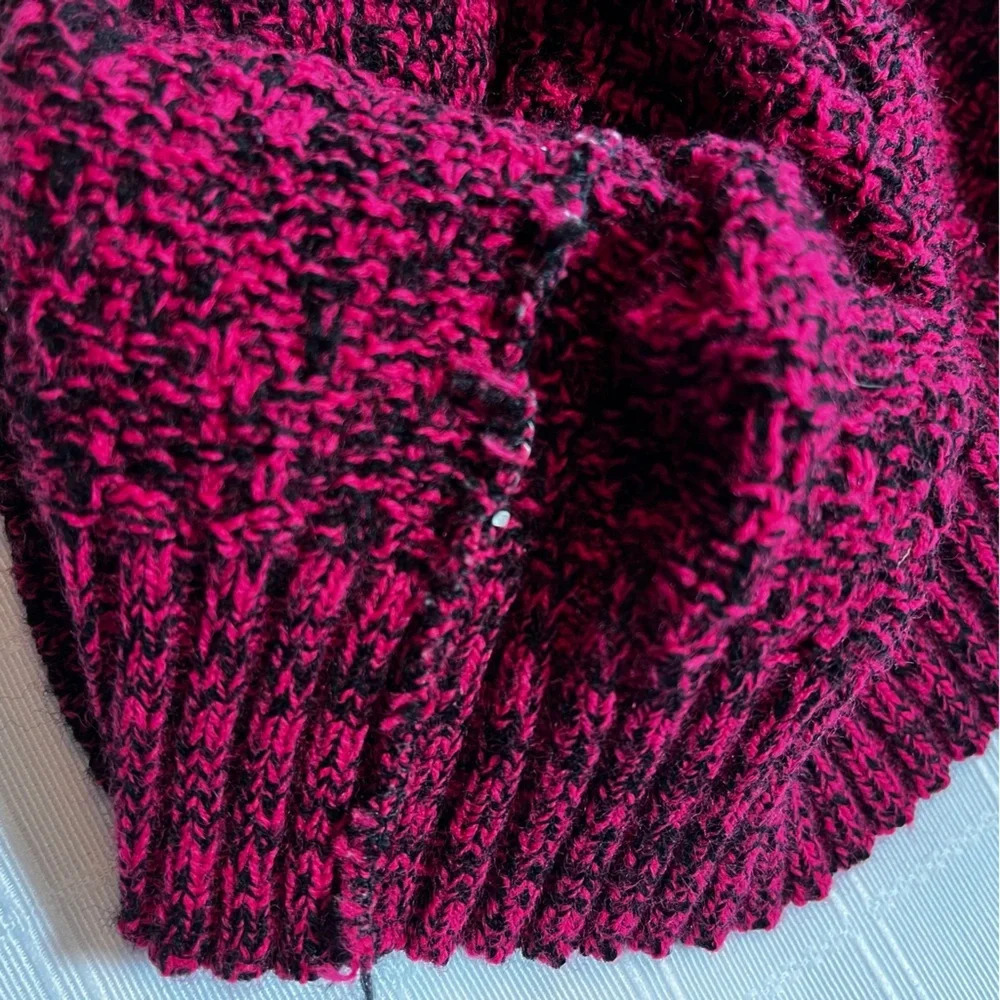 Vintage 80’s Kate Collins Dolman Sweater Marbled Hot Pink & Black Cap Sleeve - Picture 2 of 6